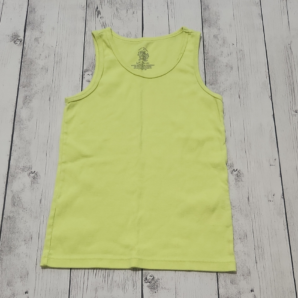 Girls Faded Glory 10/12 Neon Yellow Ribbed Tank Top
